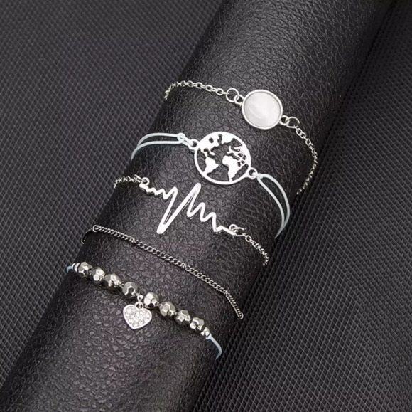 5pc Vintage Lustrous Charm Bracelet Set Gift Ideas - Picture 6 of 8